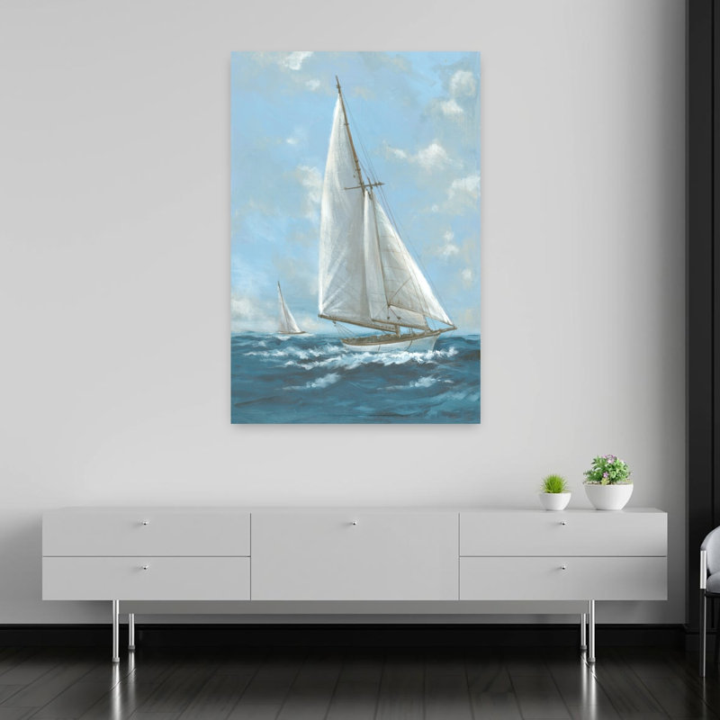 Voiliers sur un bord de mer Breezy, art mural, H 60 po x l 40 po