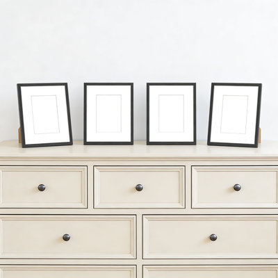 Set Of 4 Oak Wood Picture Frames With Perspex Glass - Display 8X10 Photos Without Mat Or 5X7 With Mat For Wall Or Tabletop In Horizontal Or Vertical Orientation