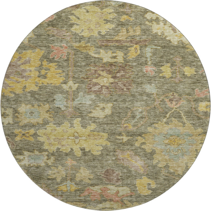 Premium Machine Washable Konopka AMF1108 Global Rug, Rond 8 pi