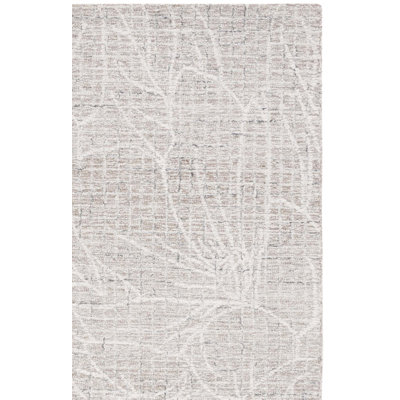 Tapis floral beige / ivoire en laine / coton touffeté à la main Adysun
