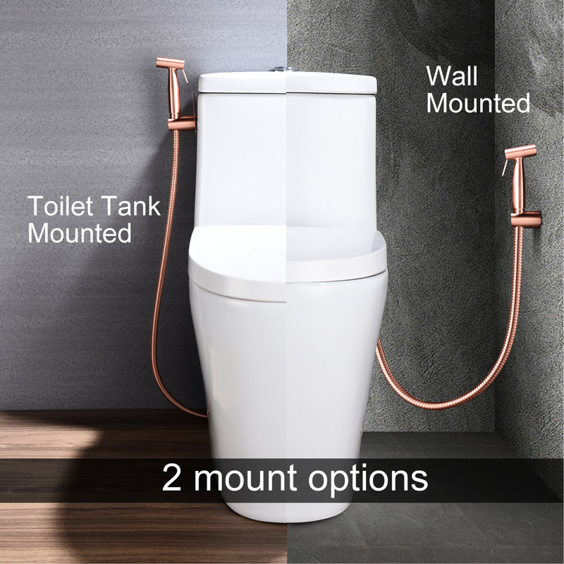 Handheld Toilet Bidet In Rose Gold Metal, Ensures Hygienic Cleaning With Variable Spray And Rust Protection For - Allows Customizable Settings Enhanced Hygiene Experience