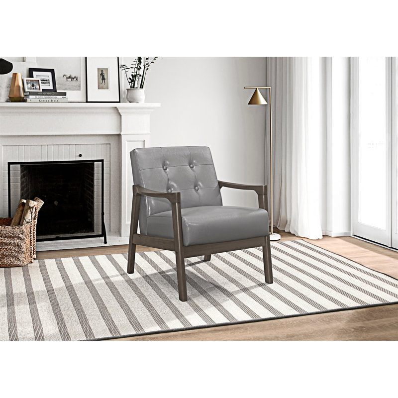 Fauteuil d'appoint capitonné à boutons Upholstery, Gris, Gris