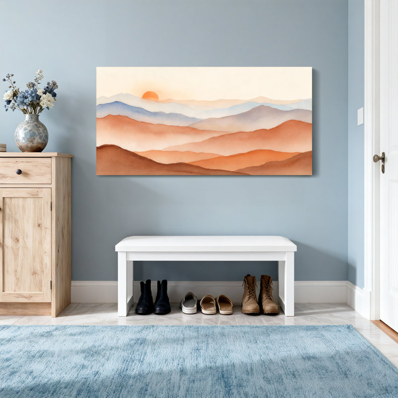 «Landscape & Nature Sunset Mountains Layers», reproduction d'art sur toile, H 20 po x l 40 po
