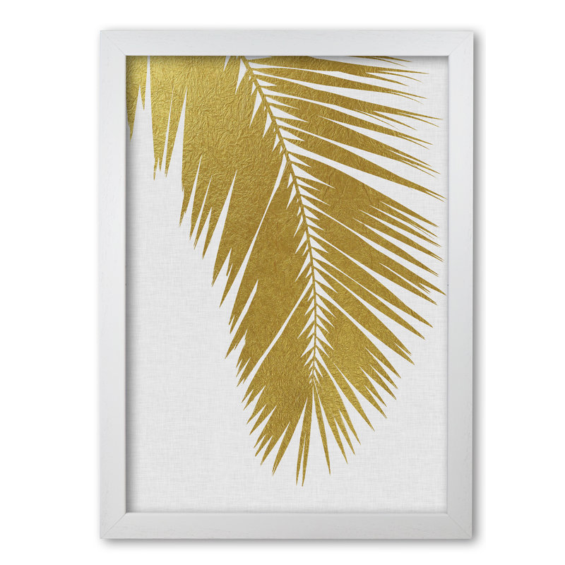 Palm Leaf I - Print, White Grain Frame, 60 cm H x 42 cm W x 5 cm D