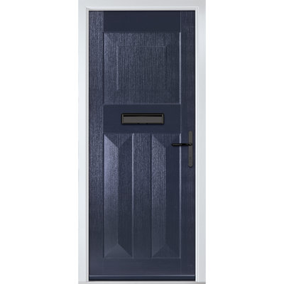 Crystal GRP Front door Eaton Solid Green 890mm x 2090mm Open in Left hand None Glass