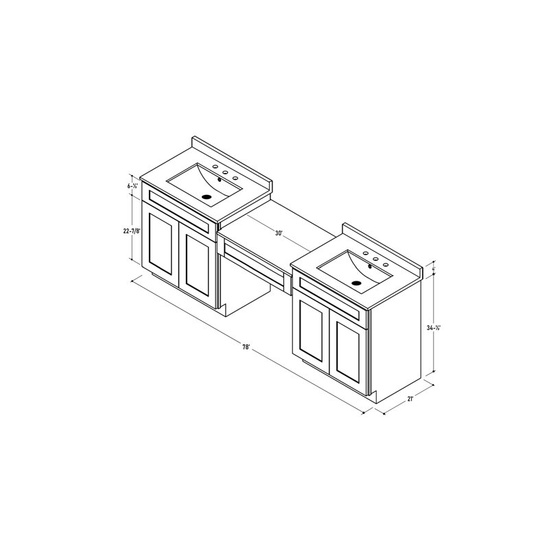 79'' Double Bathroom Vanity with Quartz Top, White