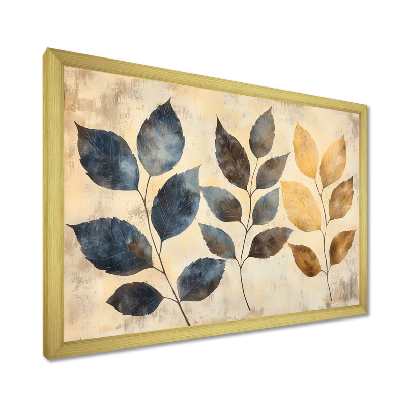 Murchison - Floral Large Wall Art, Single Picture Framed Print, 30" H x 40" W, Gold