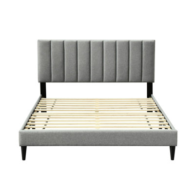 Grand lit de chargement dans une boîte, tête de lit gris Design, l 63,01 po x H 42,3 po, P 86,16 po, boîte de rangement avec tête de lit, H 64,5 po, P 72,5 po