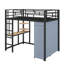 Lit mezzanine double en métal avec bureau, tablettes, prise de courant, lumière DEL et garde-robe-1277106968-1277106949