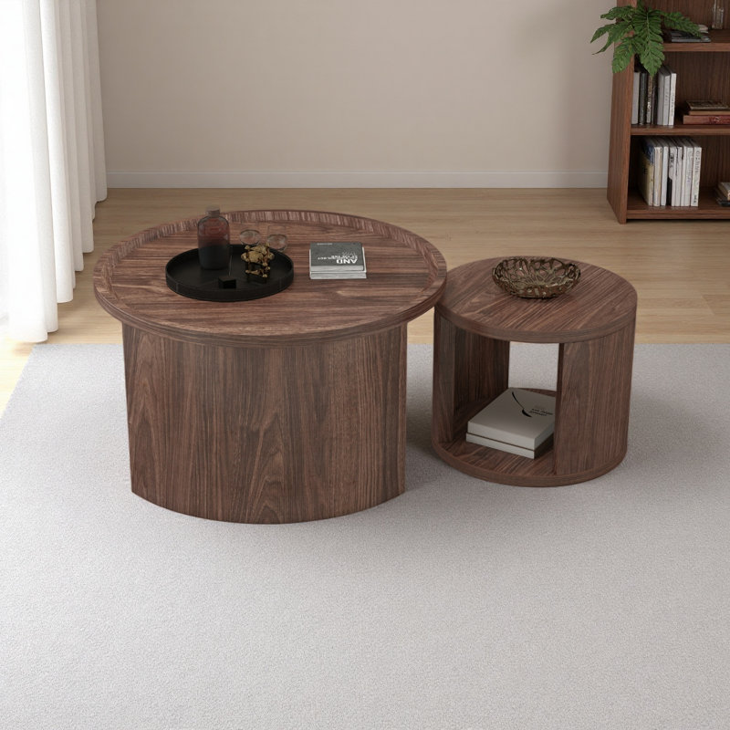 Ensemble de 2 tables basses rondes gigognes, petites tables basses 31,5 "et petites 18"