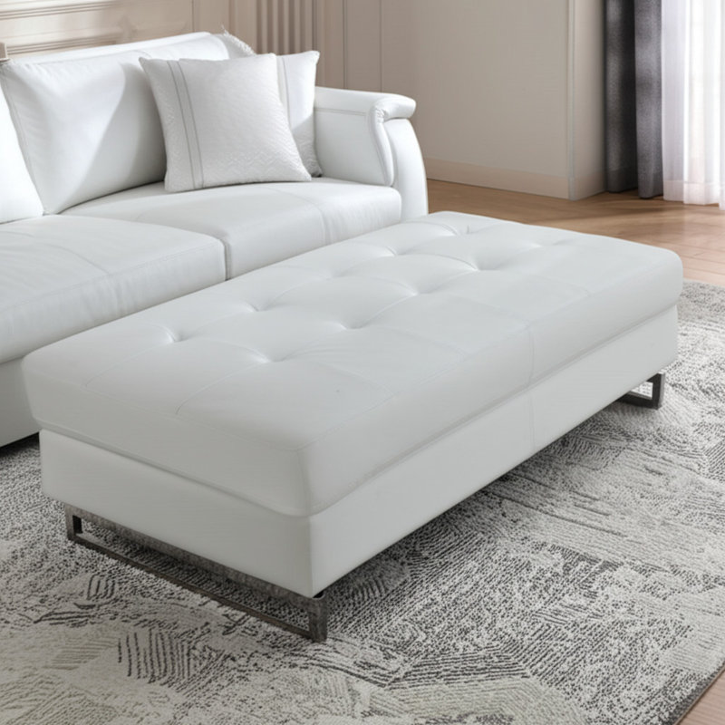 Repose-pieds Strissel, Cuir blanc assorti