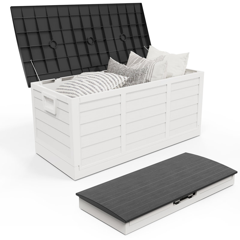 Couvercle de rangement extérieur pliable 75 gallons, Blanc/Noir
