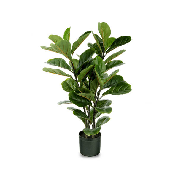 Primrue Adcock Artificial Fiddle Leaf Fig Plant in Basket, Faux Green ...