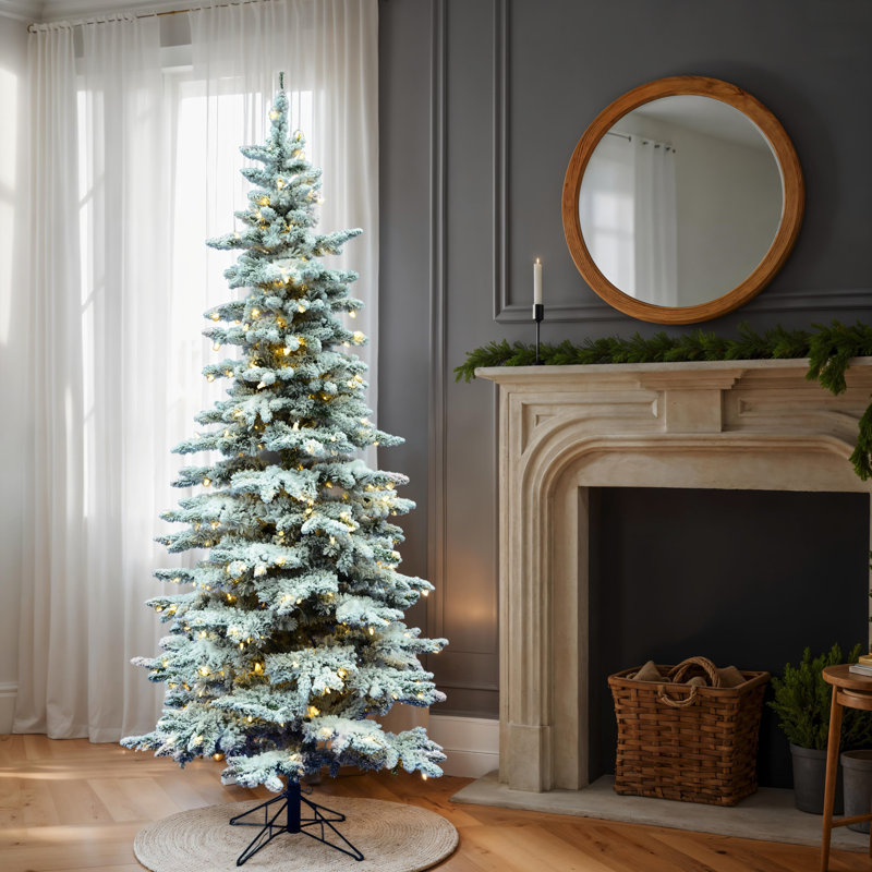 Utica Flocked Fir Slim Artificial Christmas Tree, 12' H