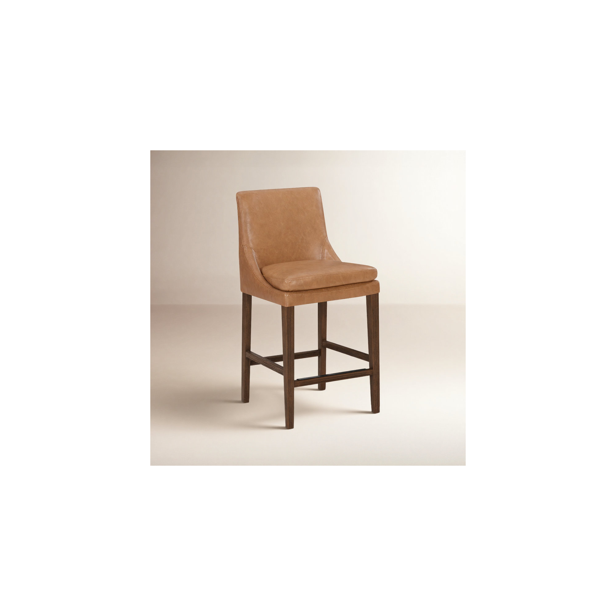 Niara Upholstered Leather Counter & Bar Stool, Copley Camel Faux Leather/Brown, Counter Stool (26” Seat Height)