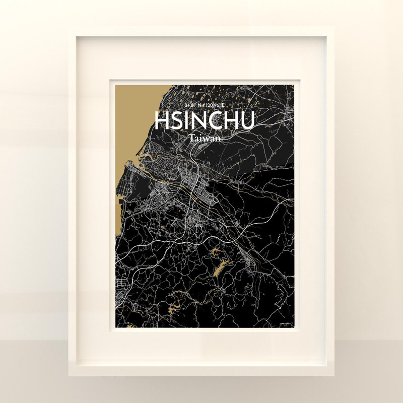 Hsinchu City Map In Luxe - No Frame Print, 20cm H x 16cm W x 0.05cm D