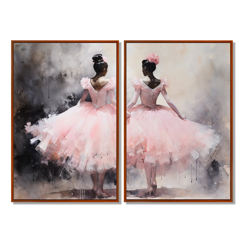 «Pink Ballet Dance I», art mural sur toile Glam, H 36 po x l 48 po, Reproduction encadrée sans passe-partout, Brun