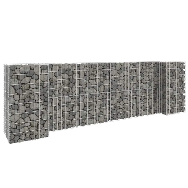 Gabion Planter Silver Steel Wire 102.4" x 15.7" x 15.7" Garden Planter Outdoor, 102.4" H x 102.4" W x 15.7" D