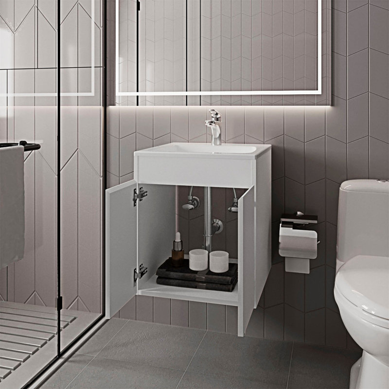 Bathroom Vanity With Two Doors, White