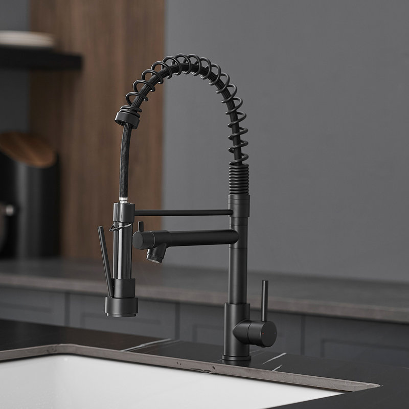 Commercial Stainless Steel Kitchen Faucet With Pull Down Sprayer,  Single Handle Single Lever Kitchen Sink Faucet