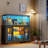 Rectangle Aquarium Stand With LED Lights, 55-75Gallon Reversible Terrarium Stand With Cabinet-1073387501