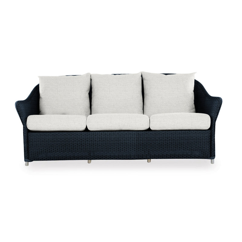 Weekend Retreat Outdoor 3 - Seat Patio Sofa, Sailcloth Seagull, Ebony