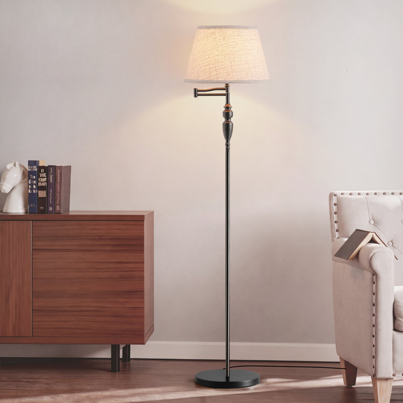 Lampe sur pied 63 po à bras pivotant réglable traditionnel pour le salon, la chambre à coucher