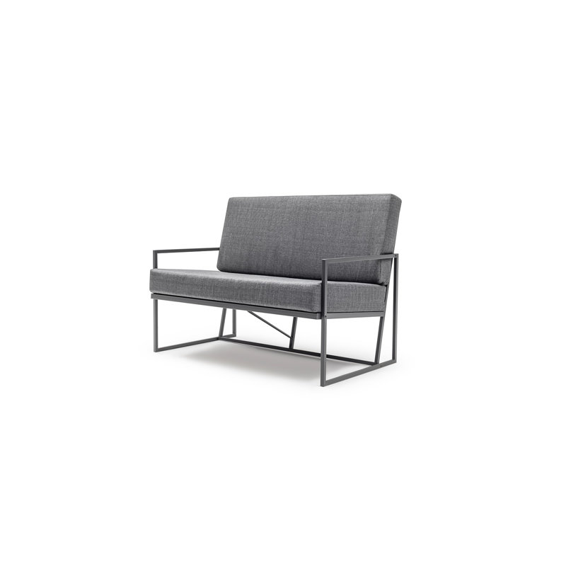 Anibella 124cm Wide Metal Loveseat with Cushions, Grey
