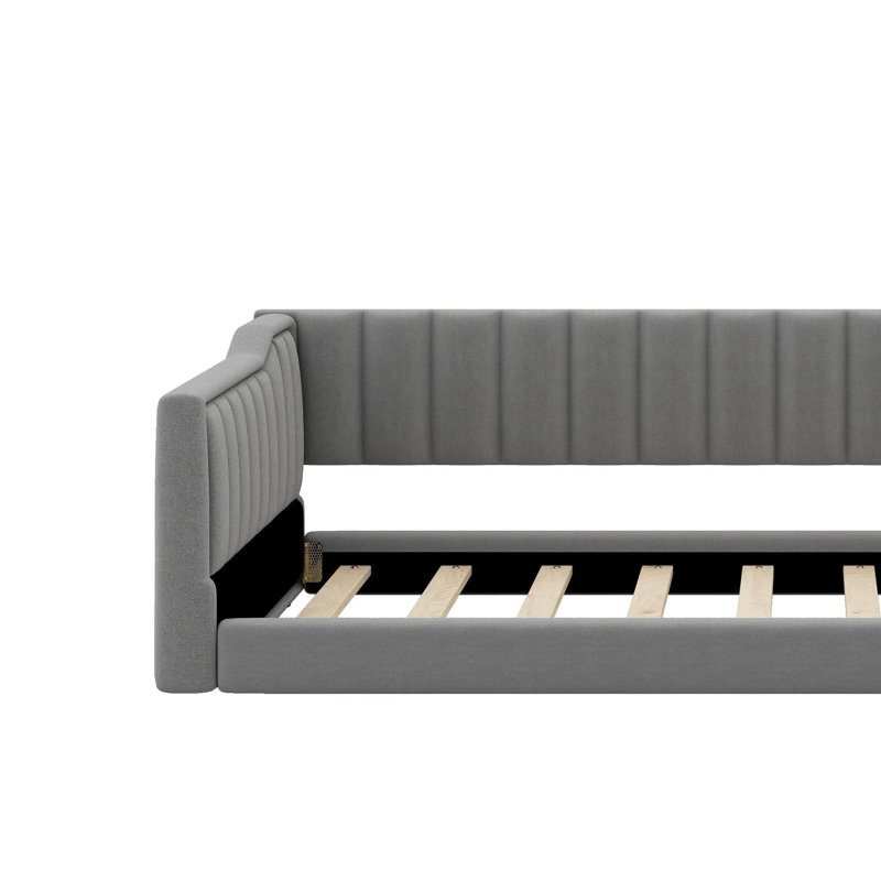 Lit de repos simple simple TG et poche de rangement latérale, Gris, Simple extra long