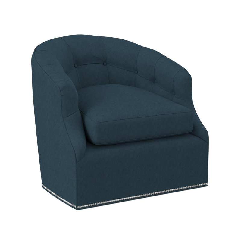 Chaise pivotante Calvert, Mélange de polyester lagon Margaret, Petit nickel poli