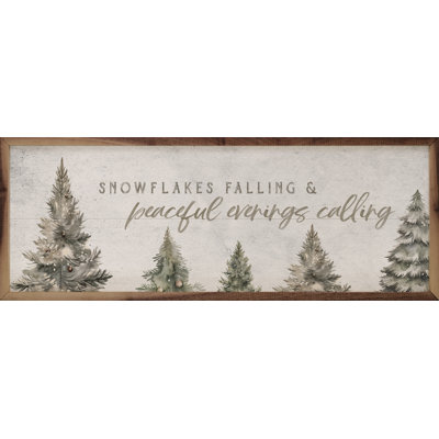 " Snowflakes Falling Pines White "