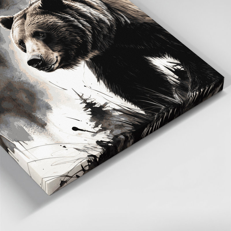 Faune, grizzly noir, art mural sur toile, H 11 po x l 14 po
