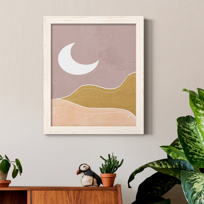 Sedona Moon - Peinture sur toile encadrée, H 20 po x l 17 po x P 1,5 po, Cadre blanc