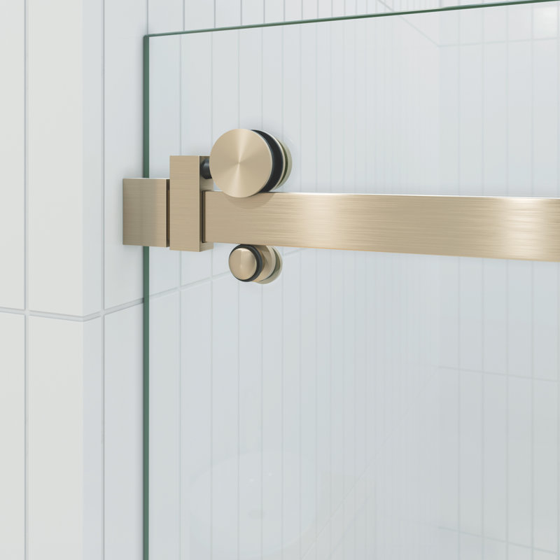 Astro 52 - 56 in. x 78 in. Fully Frameless Glass Sliding Shower Door, Brushed Bronze