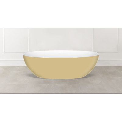 Barcelona Painted 70-1/4" x 33-5/8" Freestanding Soaking Bathtub In Volcanic Limestone With Overflow Hole