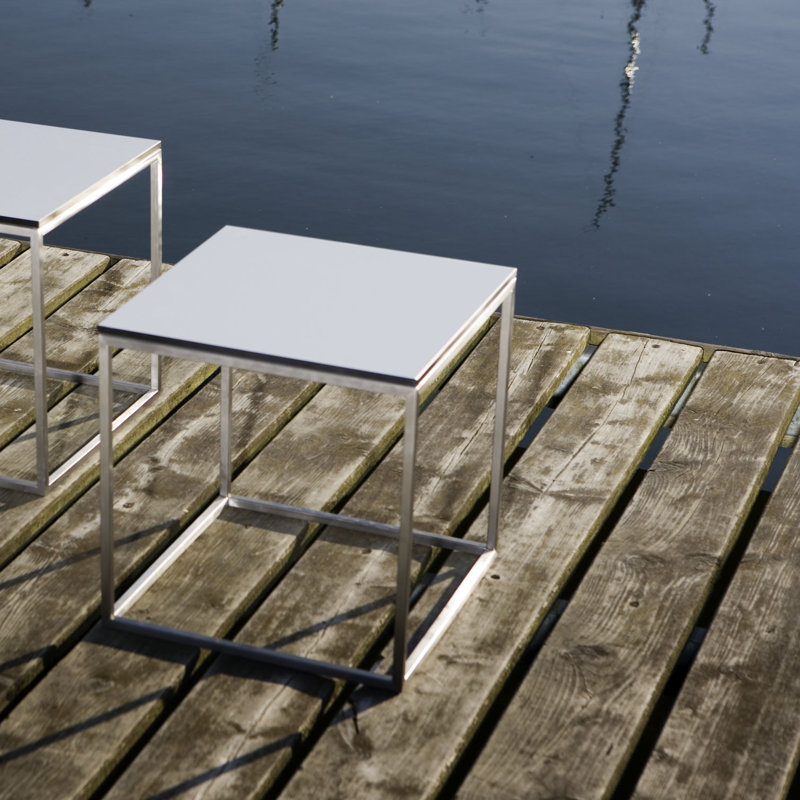 Less Pedestal End Table, White