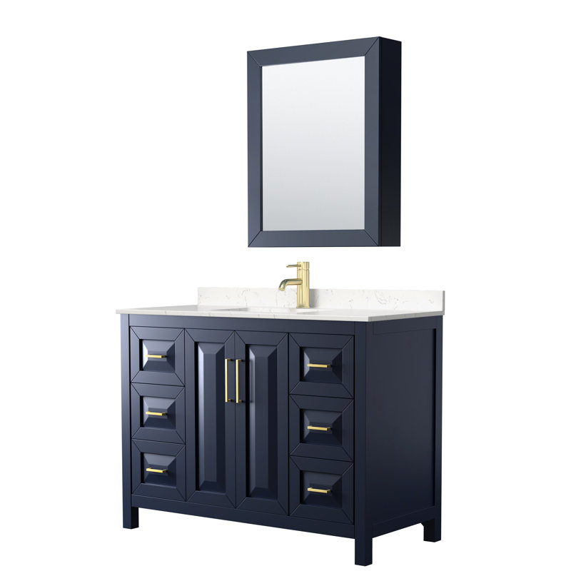 Daria 48'' W Single Vanity, Dark Blue, Brushed Gold