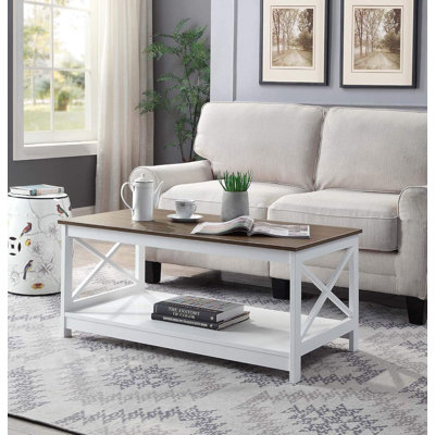 Table basse avec tablette, bois flottant / blanc