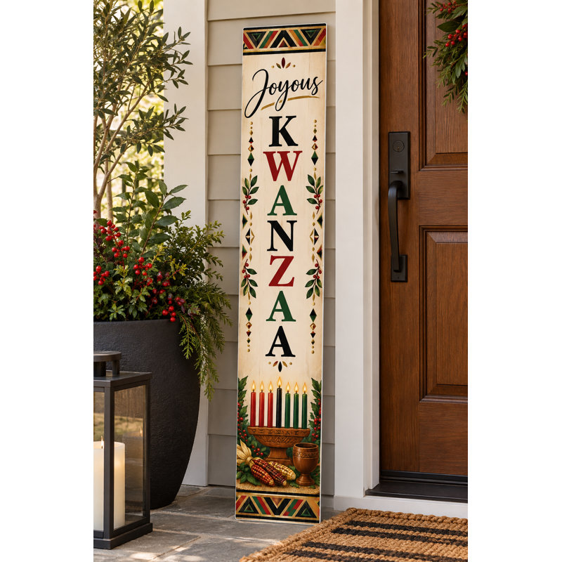 Panneau de véranda en PVC Joyous Kwanzaa Kinara - 36 po, 36 pouces