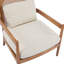 Chaise d'appoint 26,6 po Mid-Century moderne avec structure en noyer et coussin beige à rayures douces pour le coin lecture-121094259