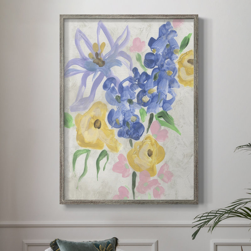 Brush Blossoms II Framed Print - Solid Wood, 11" H x 9" W