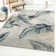 Botanical Hi-Low Contemporary Blue Taupe Power Loomed Indoor/Outdoor Area Rug