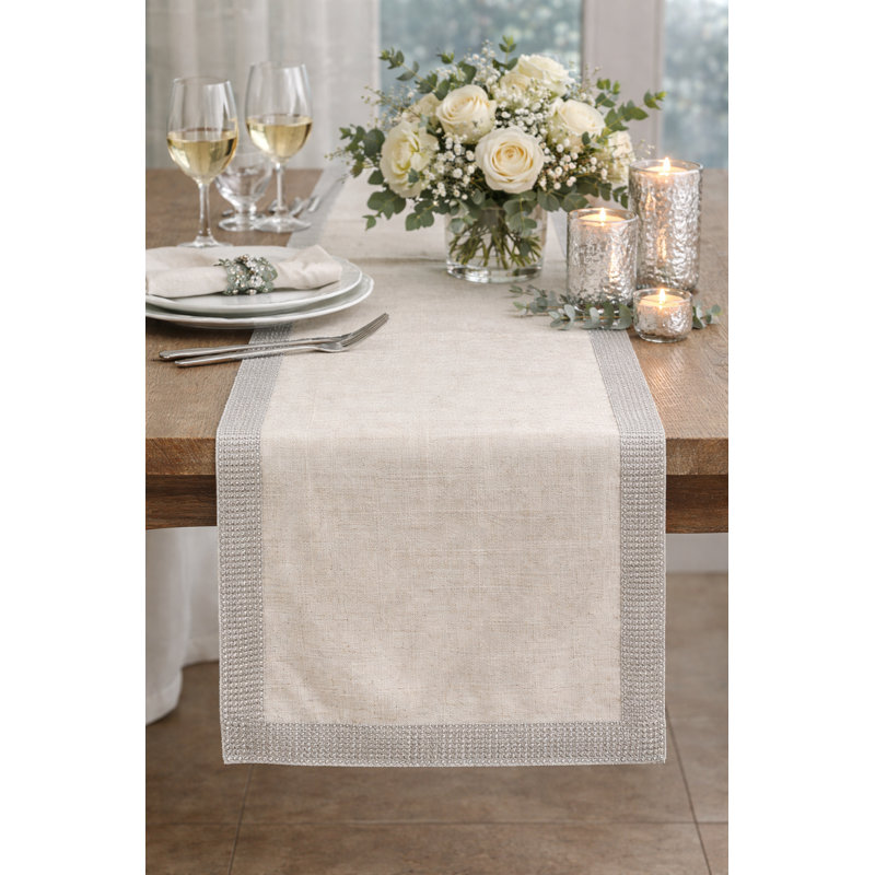 Chemin de table argenté 16 po x 72 po, L 72 po x l 16 po, Argent argent