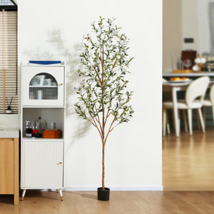 Adcock Artificial Olive Tree Tree in Pot with Realistic Leaves and Natural Trunk