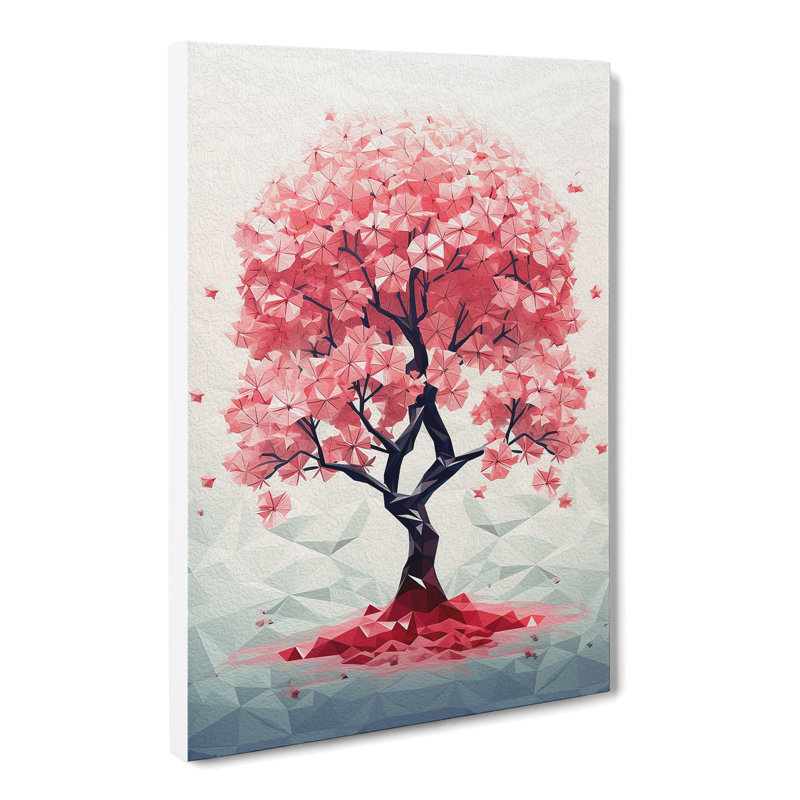 Cherry Blossom Tree Geometric - Wrapped Canvas, 50cm H x 35cm W x 3cm D