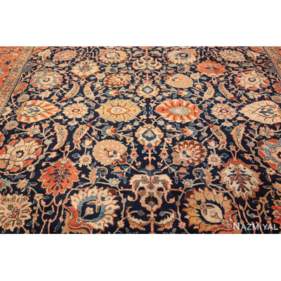 Tapis persan antique bleu / rouge Tabriz