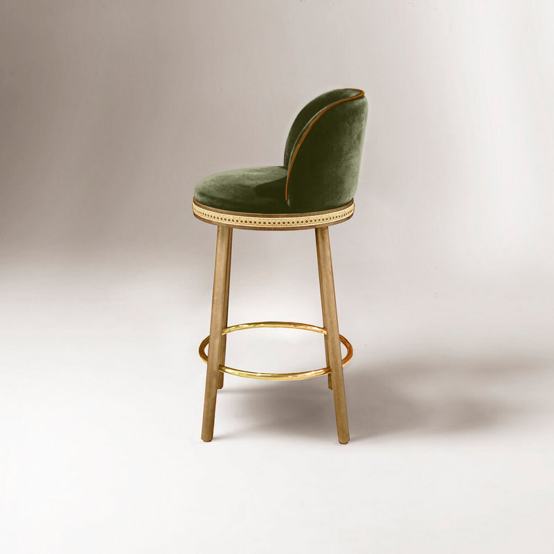 Tabouret de bar et de comptoir Alma, Kiwi, Laiton poli, Tabouret de comptoir (siège d'une hauteur de 27 p