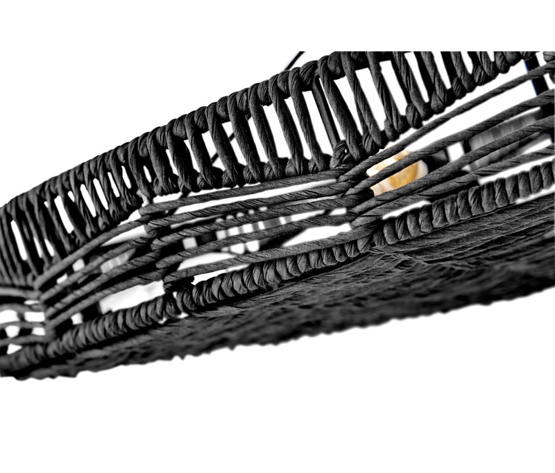 Ophelia Modern Black Rattan 6-Light LED Drum Pendant