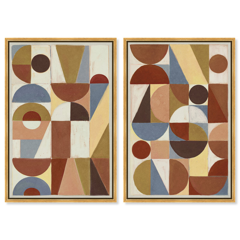 Tiled Set Set by Oliver Gal, 50"H x 34"W, Gold Floater Frame