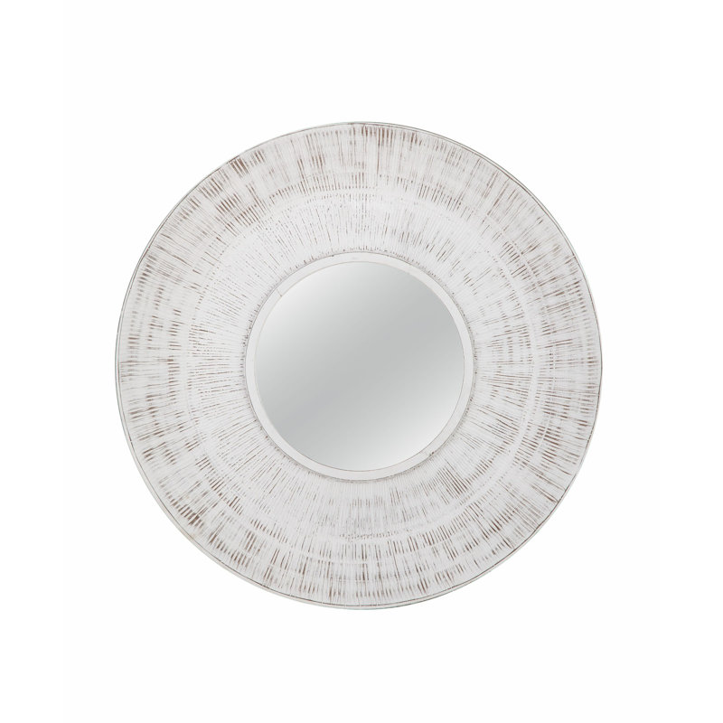 Solid Wood Round Wall Mirror
